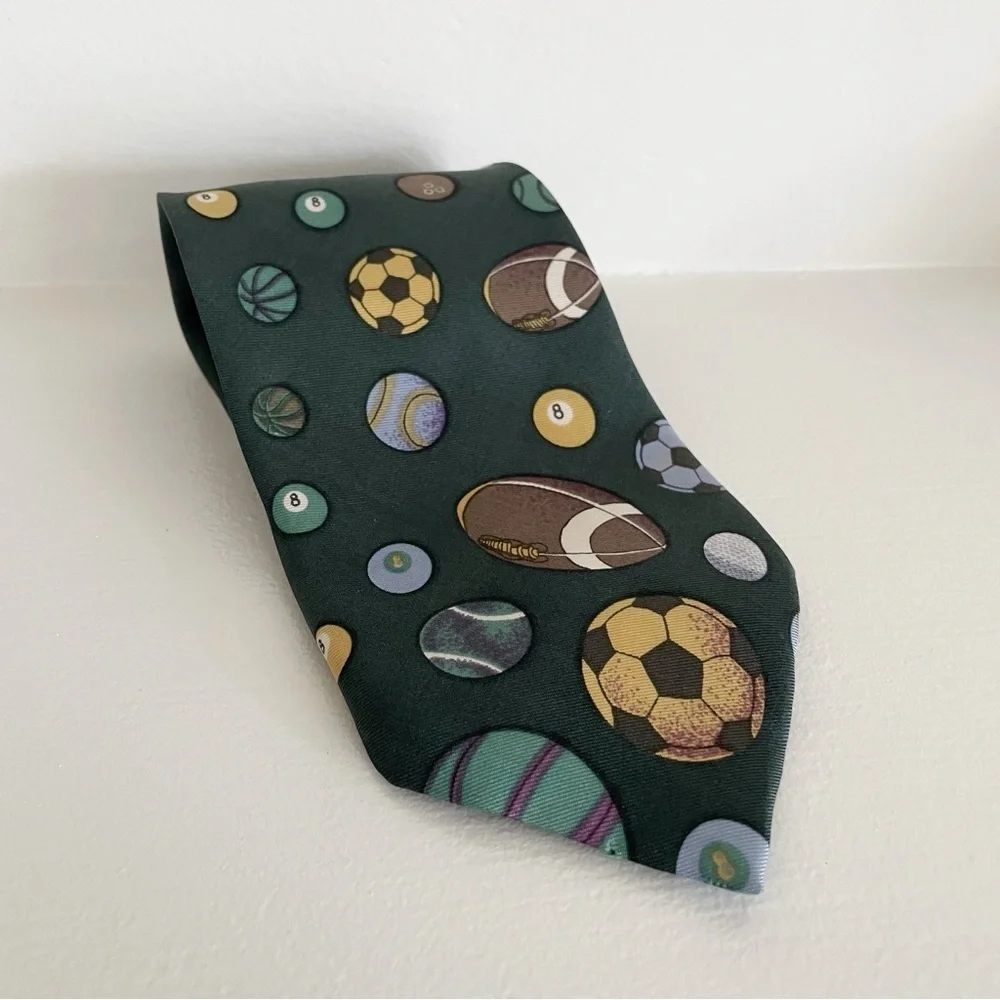 Vintage Expressions Silk Novelty Tie Pool Sports Football Soccer Bowling Ball